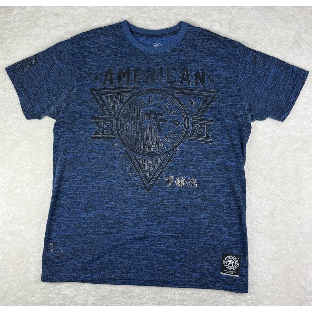 American Fighter Tshirt Mens Sz XL Blue Short Sleeve MMA Athletic Graphic Tee